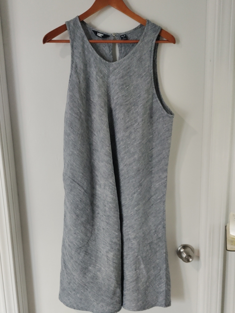 Lands' End Heather Gray 100% Linen Sleeveless Shift Tank Dress XLP